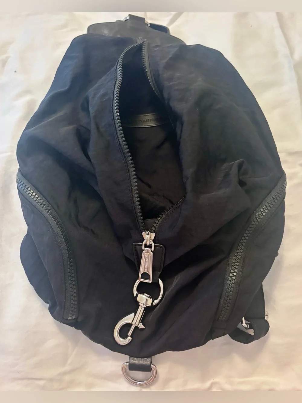 Rebecca Minkoff Julian Black Nylon Backpack | Leather Trim | Silver Hardware